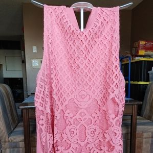 Torrid plus size 2 pink lace overlay high neck top